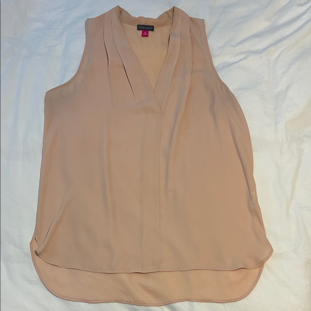Vince Camuto Sleeveless V-Neck Blouse - Beige